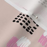 Abstract raw brush dots and dashes pop design in pink