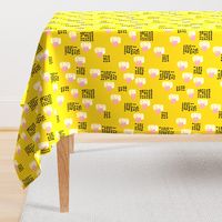 Abstract raw brush dots and dashes pop design in mustard