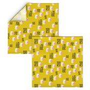 Abstract raw brush dots and dashes pop design in mustard