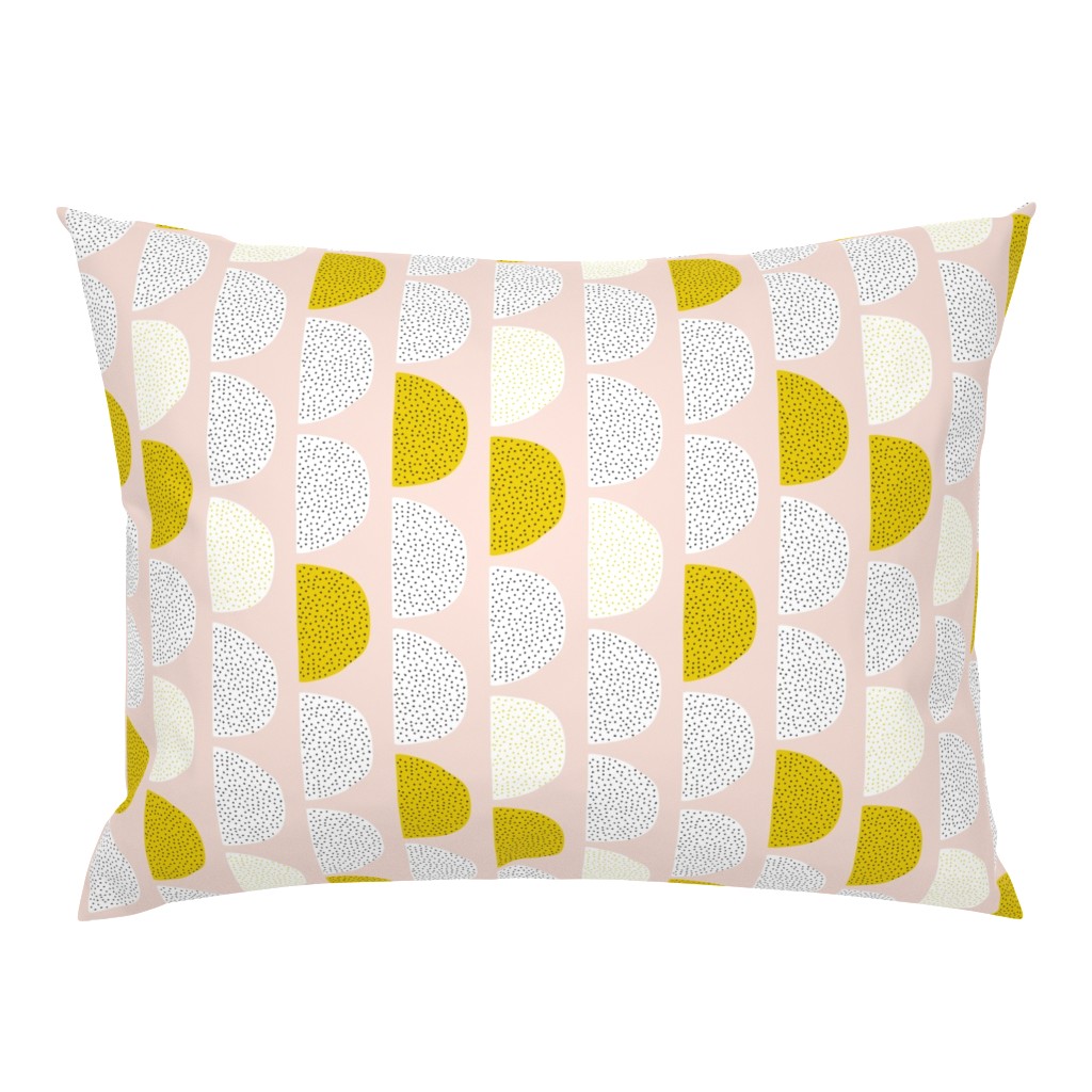 Scandinavian retro moon phases circles soft pastel moon gender neutral mustard