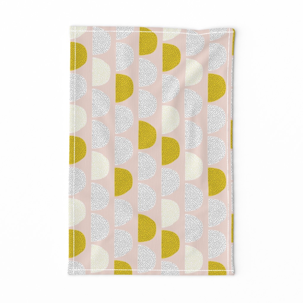 Scandinavian retro moon phases circles soft pastel moon gender neutral mustard