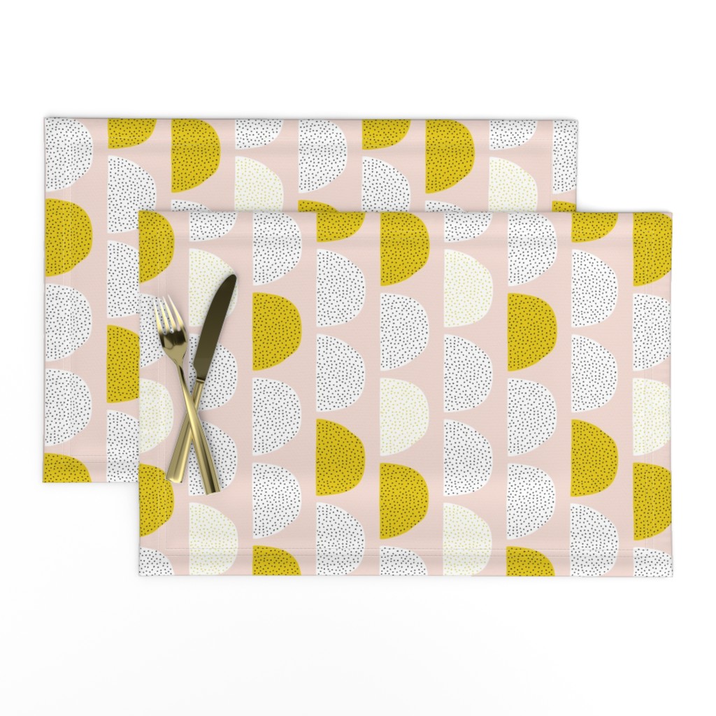 Scandinavian retro moon phases circles soft pastel moon gender neutral mustard