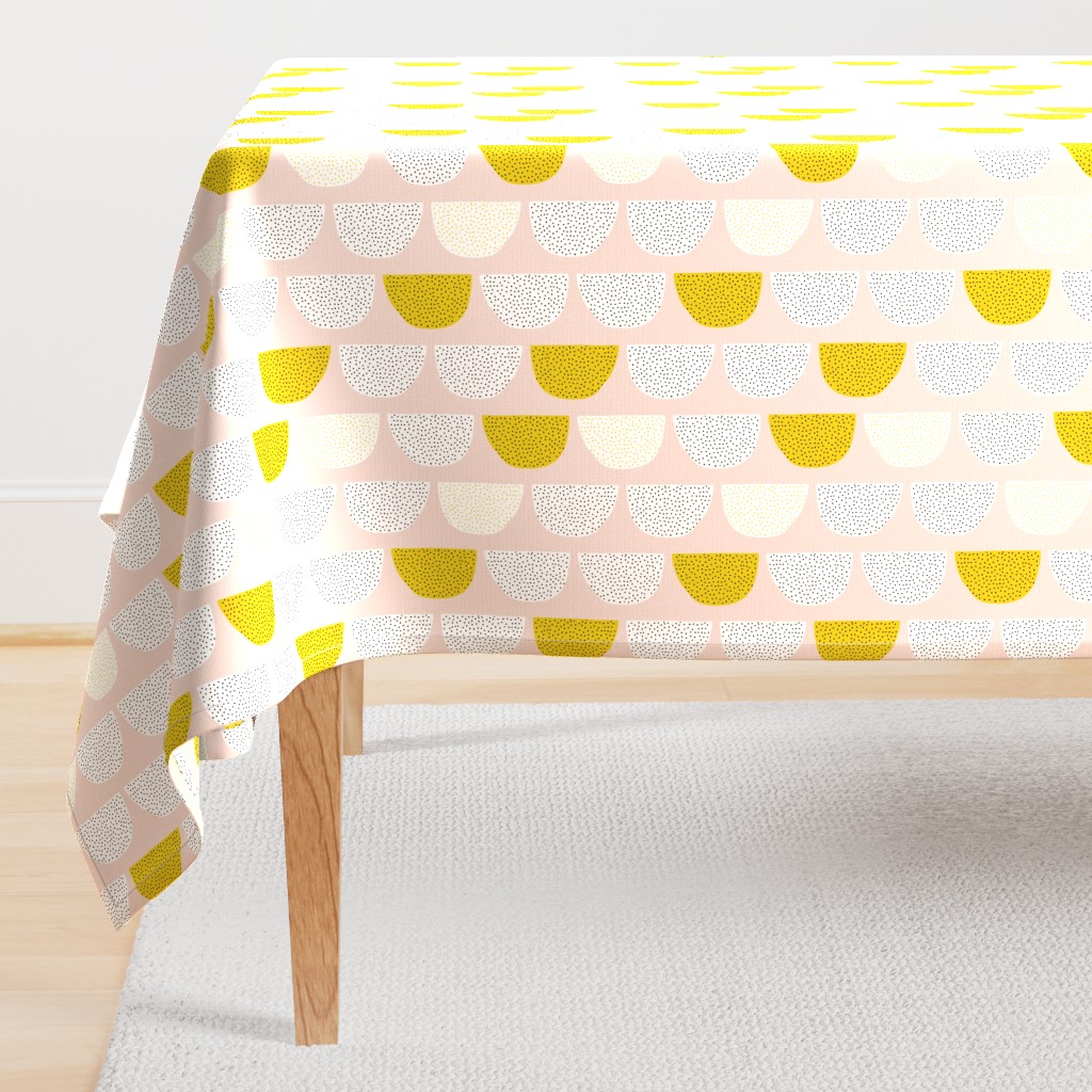 Scandinavian retro moon phases circles soft pastel moon gender neutral mustard