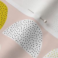 Scandinavian retro moon phases circles soft pastel moon gender neutral mustard