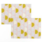 Scandinavian retro moon phases circles soft pastel moon gender neutral mustard