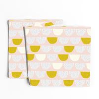 Scandinavian retro moon phases circles soft pastel moon gender neutral mustard