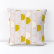 Scandinavian retro moon phases circles soft pastel moon gender neutral mustard