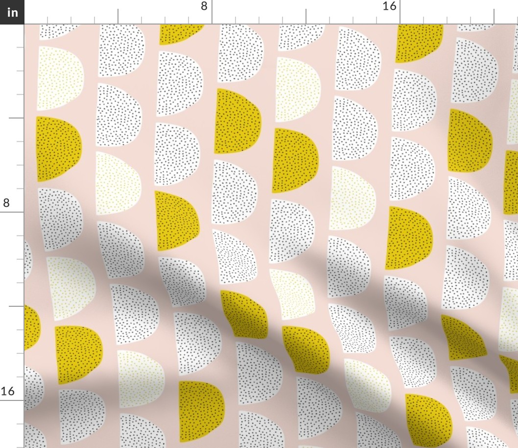 Scandinavian retro moon phases circles soft pastel moon gender neutral mustard