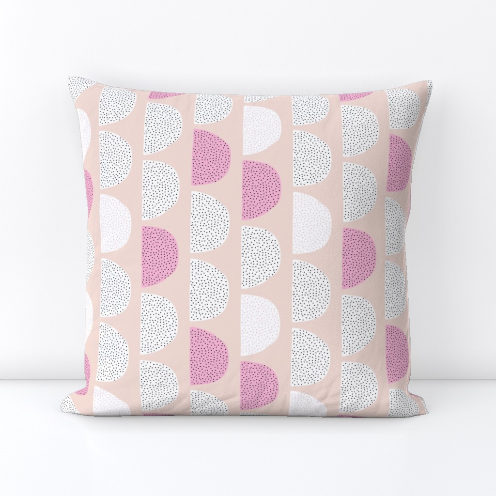 Scandinavian retro circles soft pastel moon pink girls