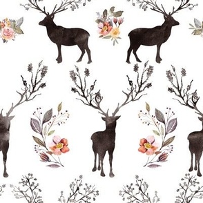 8" Floral Woodland Deer Silhouette