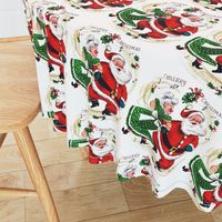 1 Merry Christmas xmas Mrs Santa Claus bows ribbons mistletoe musical notes music dancing dance couples husband wife vintage retro kitsch grandparents grandfather grandmother