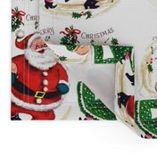 1 Merry Christmas xmas Mrs Santa Claus bows ribbons mistletoe musical notes music dancing dance couples husband wife vintage retro kitsch grandparents grandfather grandmother