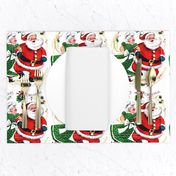 1 Merry Christmas xmas Mrs Santa Claus bows ribbons mistletoe musical notes music dancing dance couples husband wife vintage retro kitsch grandparents grandfather grandmother