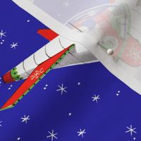 Merry Christmas trees xmas Santa Claus rockets spaceships airplanes planes aeroplanes snowflakes stars gifts presents science fiction sci fi vintage retro kitsch  space sky