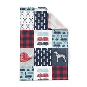firefighter wholecloth - patchwork - red blue navy