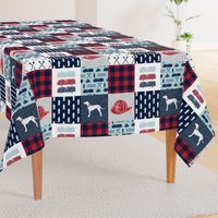 firefighter wholecloth - patchwork - red blue navy