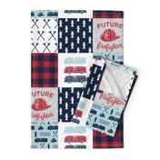 firefighter wholecloth - patchwork - red blue navy  - future firefighter red 