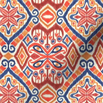 Red, Gold and Blue Ikat