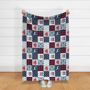 firefighter wholecloth - patchwork - red blue navy (90)  