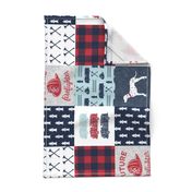 firefighter wholecloth - patchwork - red blue navy  - future firefighter red (90)