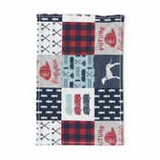 firefighter wholecloth - patchwork - red blue navy  - future firefighter red (90)