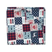 firefighter wholecloth - patchwork - red blue navy  - future firefighter red (90)