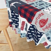 firefighter wholecloth - patchwork - red blue navy  - future firefighter red (90)