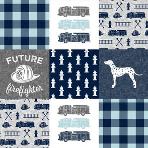 firefighter wholecloth - patchwork - navy and grey - future firefighter grey 