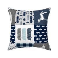 firefighter wholecloth - patchwork - grey & navy (90)  