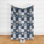 firefighter wholecloth - patchwork - grey & navy (90)  