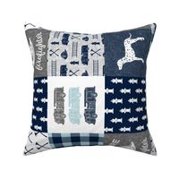 firefighter wholecloth - patchwork - navy and grey - future firefighter grey (90)