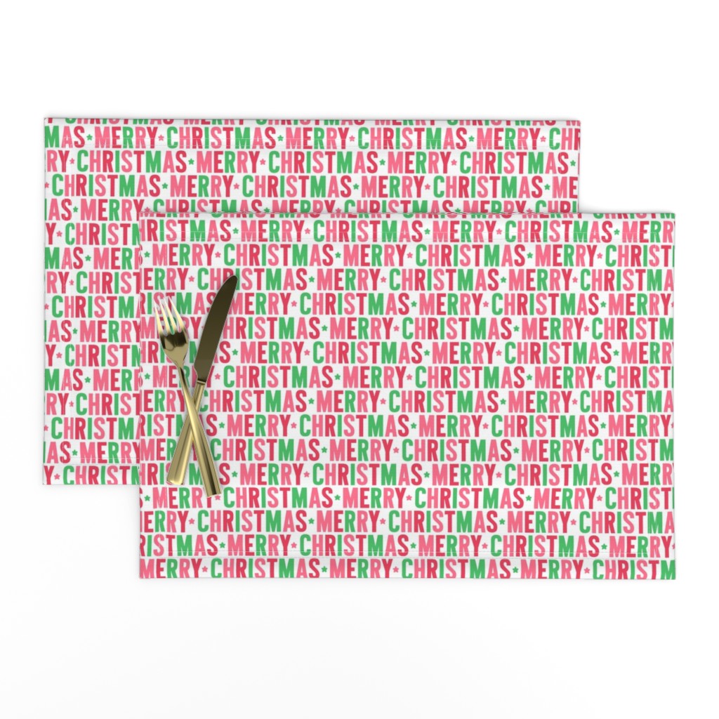 merry christmas green + pink + red UPPERcase