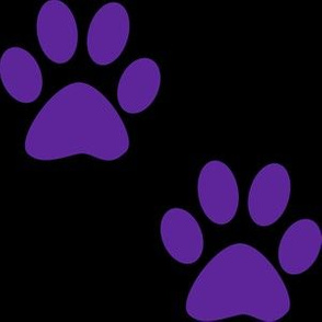 Three Inch Purple Paws on Black