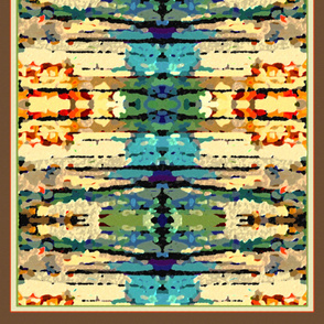 40" Southwest Painted Kilim Tapestry (Bordered)