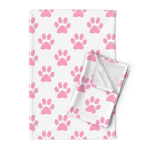 Three Inch Carnation Pink Paws on White