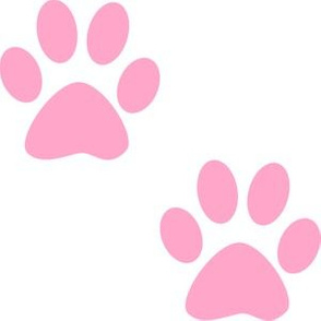 Three Inch Carnation Pink Paws on White