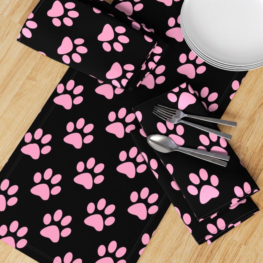 Three Inch Carnation Pink Paws on Black