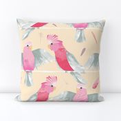 Pink Galahs CREAM BACKGROUND // Australian birds pink grey parrot cockatoo feathers