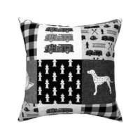 firefighter wholecloth - patchwork - monochrome 