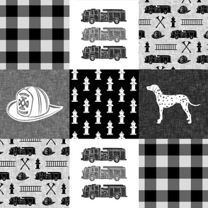 firefighter wholecloth - patchwork - monochrome 