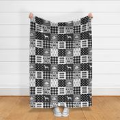 firefighter wholecloth - patchwork - monochrome  - future firefighter 