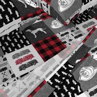 firefighter wholecloth - patchwork - red and black