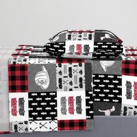 firefighter wholecloth - patchwork - red and black