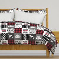 firefighter wholecloth - patchwork - red and black