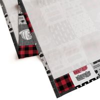 firefighter wholecloth - patchwork - red and black