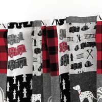 firefighter wholecloth - patchwork - red and black