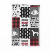 firefighter wholecloth - patchwork - red and black