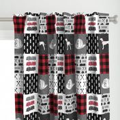 firefighter wholecloth - patchwork - red and black