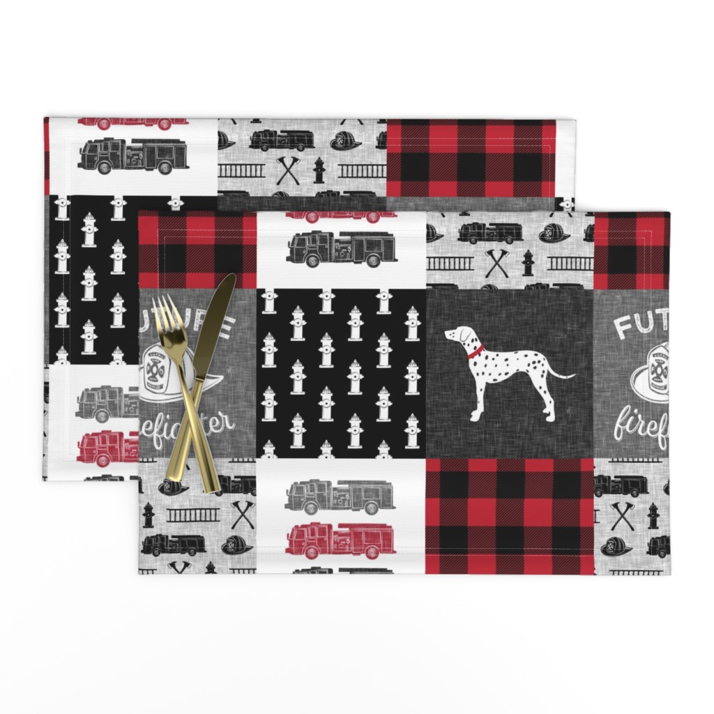 firefighter wholecloth - patchwork - red and black future firefighter