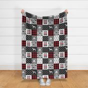 firefighter wholecloth - patchwork - red and black future firefighter